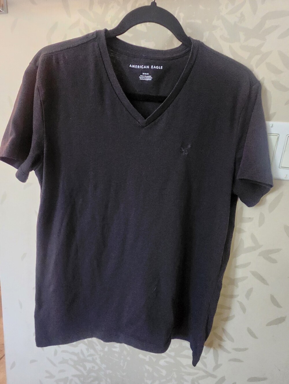 American Eagle Outfitters Men’s Black V-Neck Tee with Subtle Logo